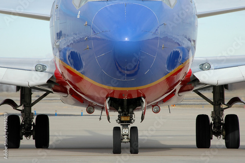 airplane close up showing landing gear