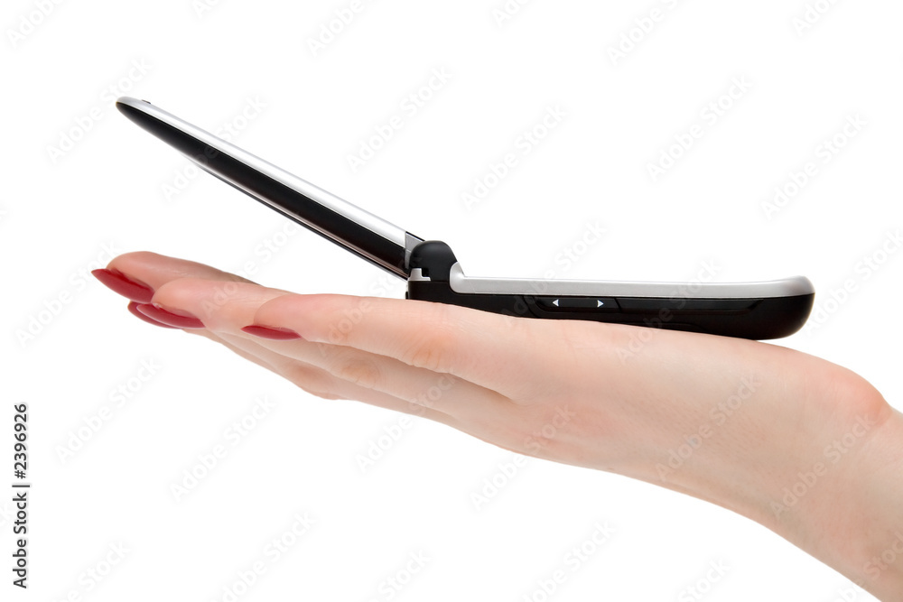 mobile phone on hand sideview mobile phone on hand sideview