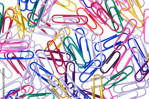Bild auf Leinwand many paper clip colors background