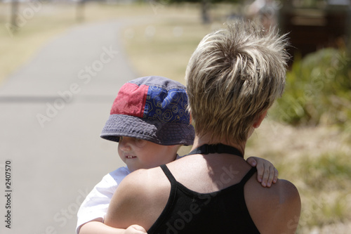 mother carrying child