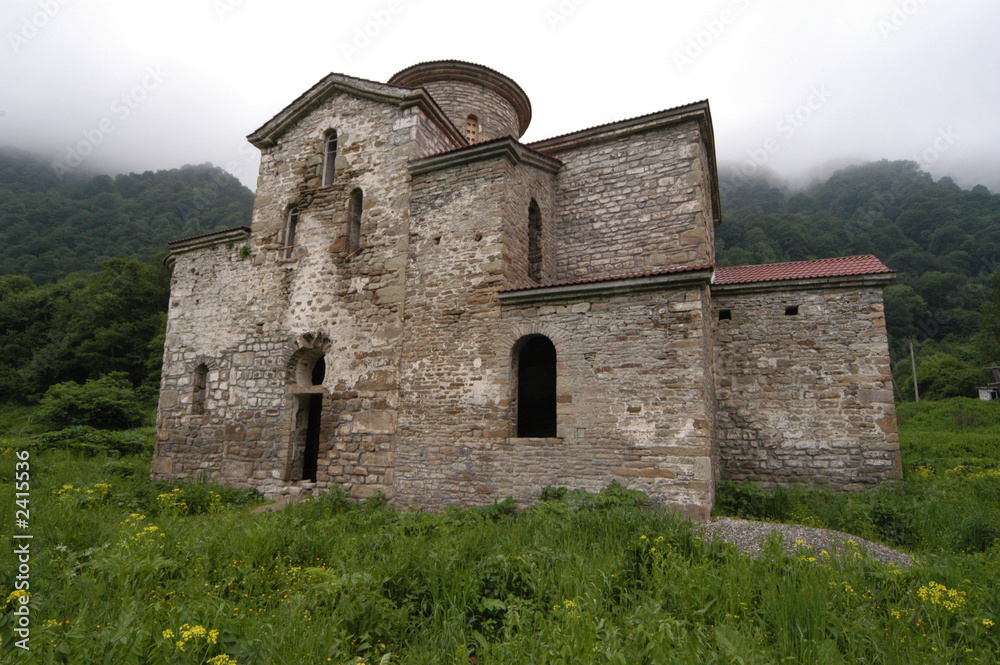 orthodox temple of 11 centuries in mountains of caucasus