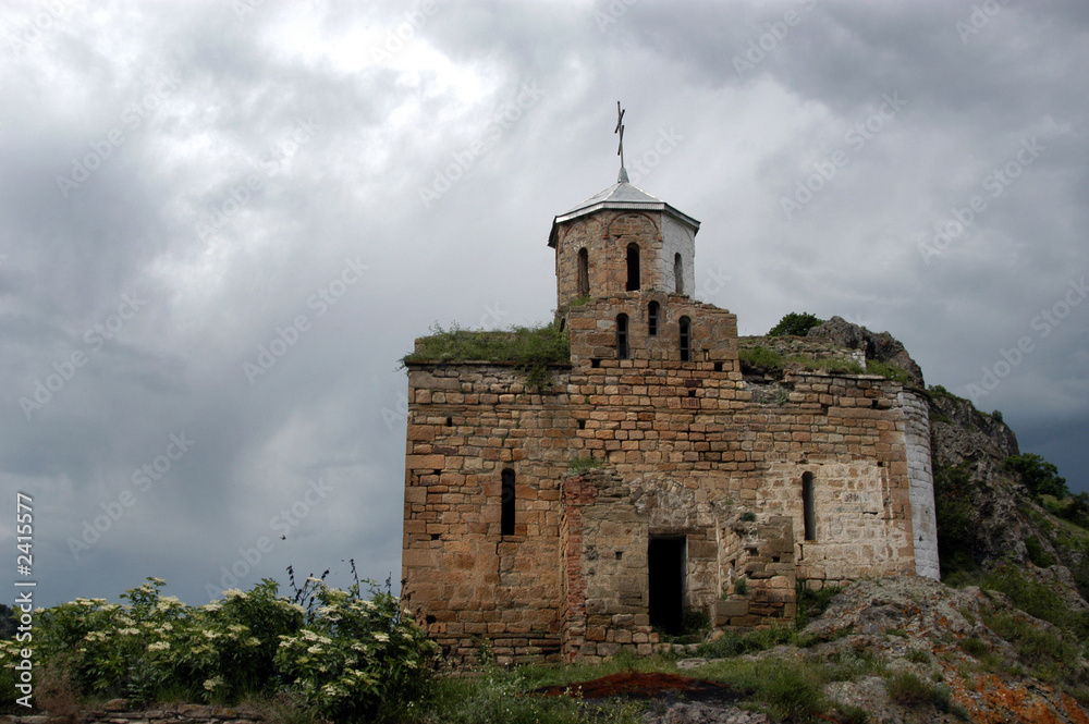the orthodox temple of 11 centuries costs on a high rock in moun