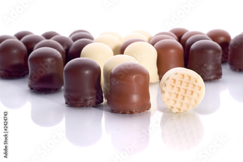 rows of mousse chocolate candies