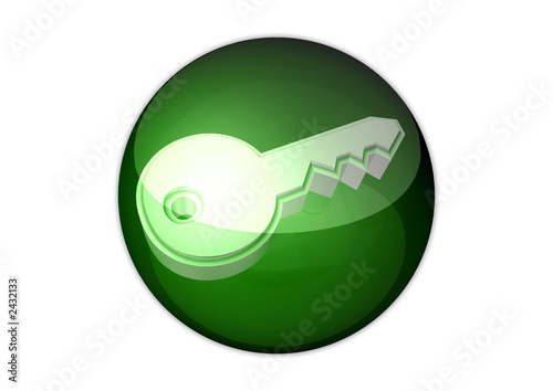 key icon 3d aqua button
