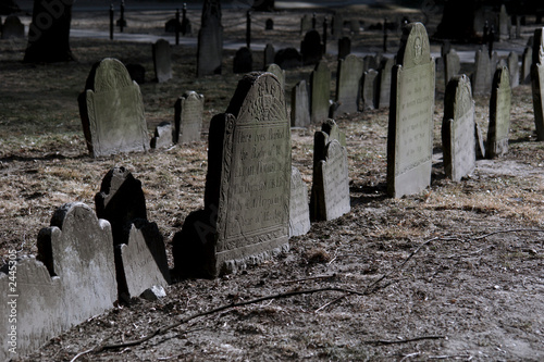 dramatically lit tombstones in boston