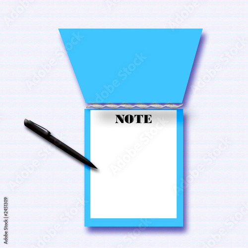 blue note pad and pen Fototapeta