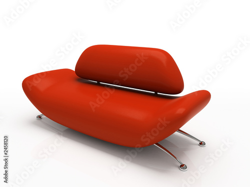 red sofa on white background photo