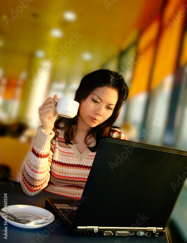 woman in airport lounge