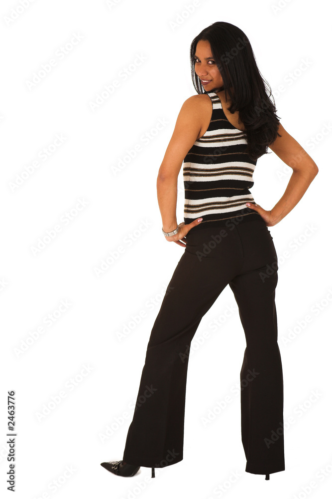 isolated sexy businesswoman looking over shoulder isolated sexy businesswoman looking over shoulder