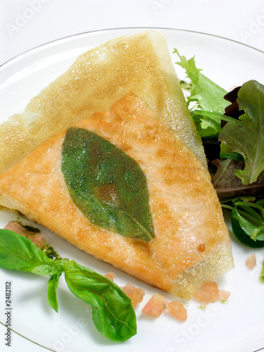 salmon fillet in phillo pastry with salad 2 photo