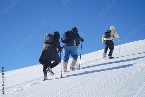 alpine expedition going towards the summit
