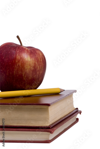 education series (apple and pencil on book)