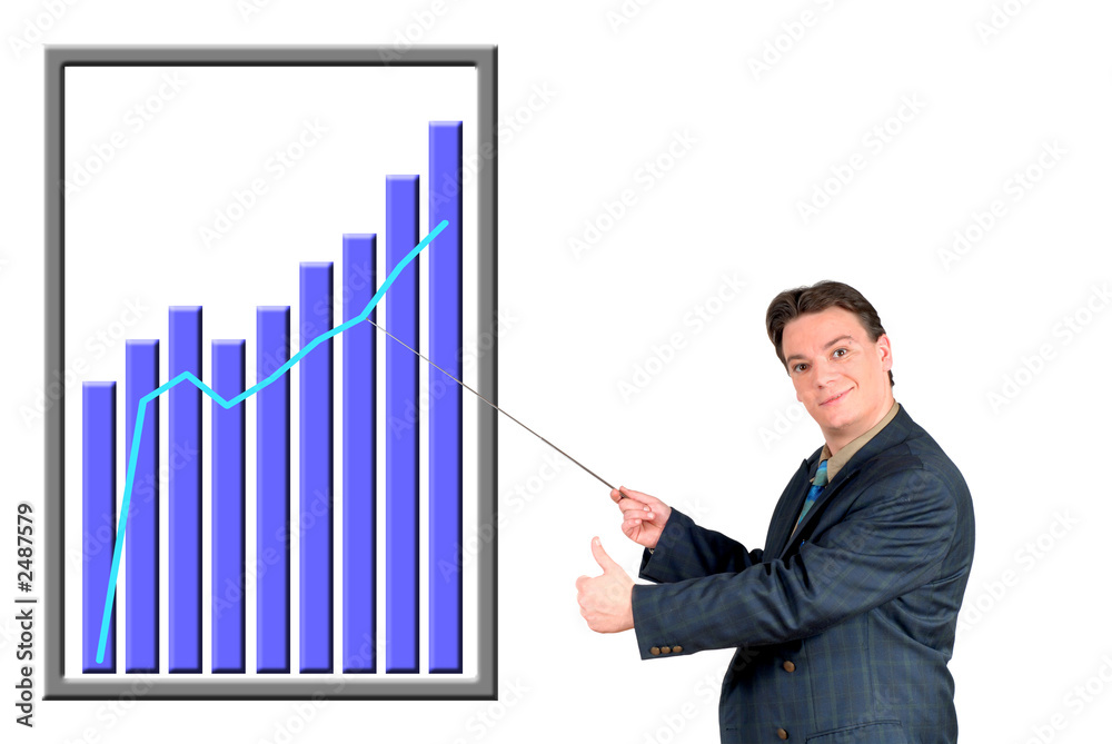 young businessman pointing to chart young businessman pointing to chart