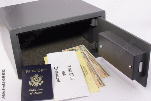 personal safe with passport, will and bonds