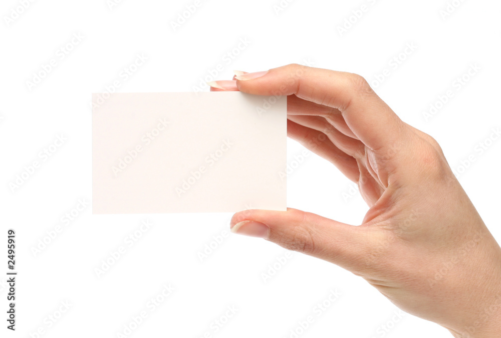 woman holding a business card