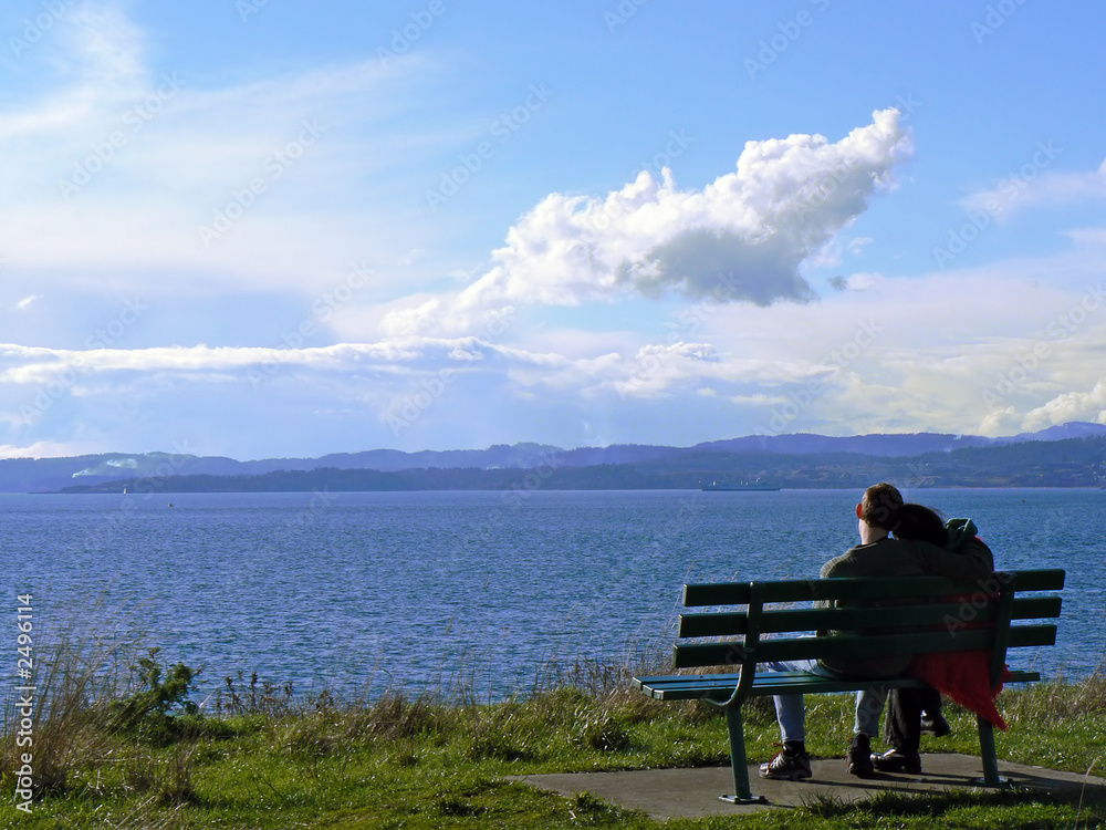 happy couple on the shore