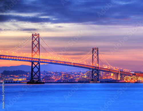 bay bridge and san francisco at dusk