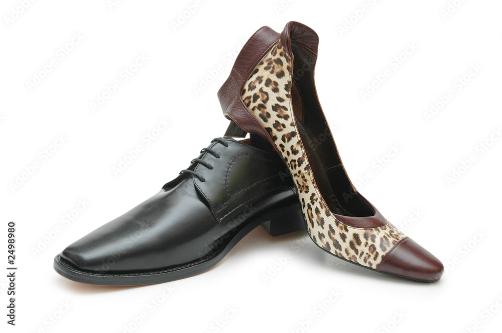 Obraz premium black male shoe and female shoe isolated on white