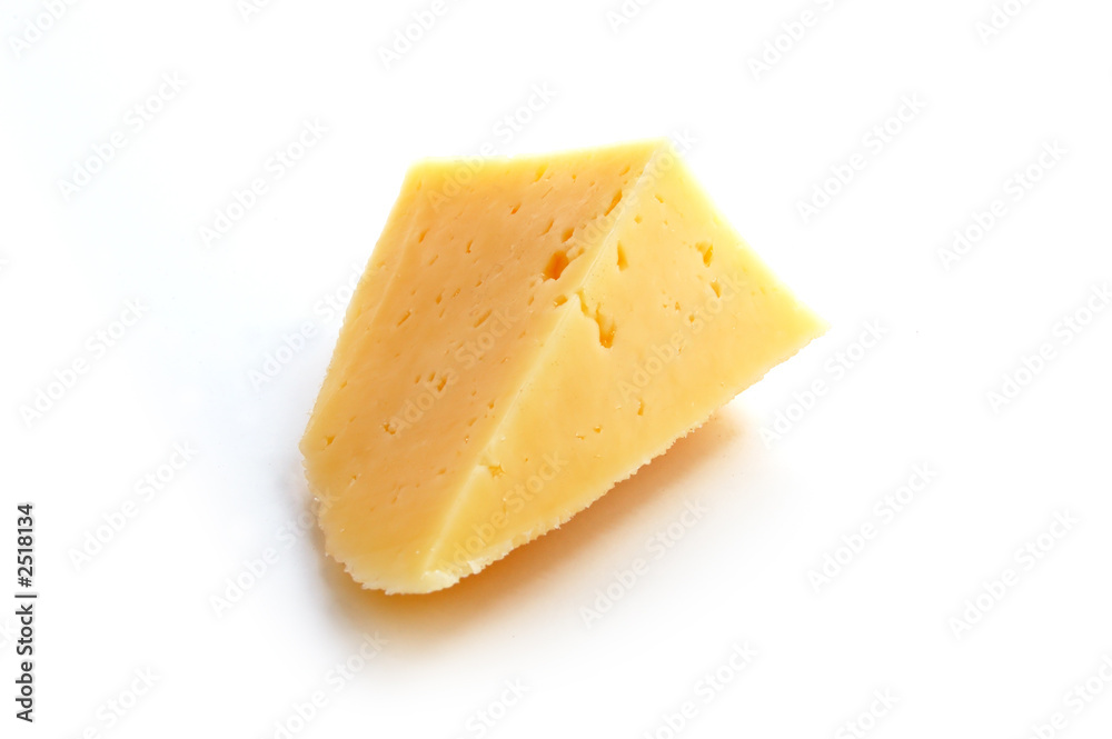 piece of cheese on white