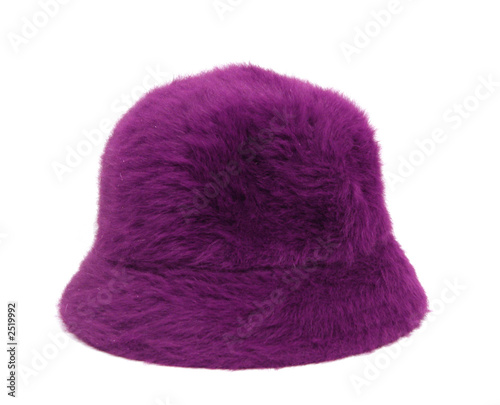 violet ladies hat over white background