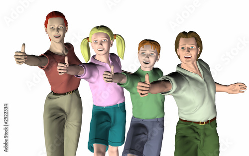 family of four with finger ok
