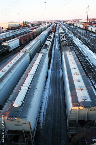 rows and rows of train cars and locomotives