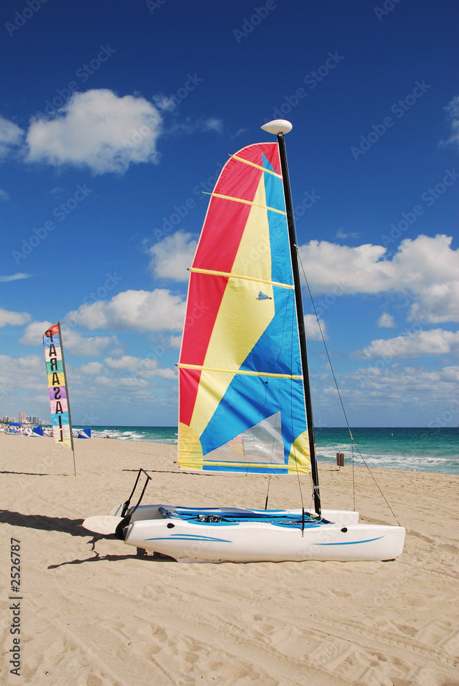Naklejka premium beachfront sailing equipment rental
