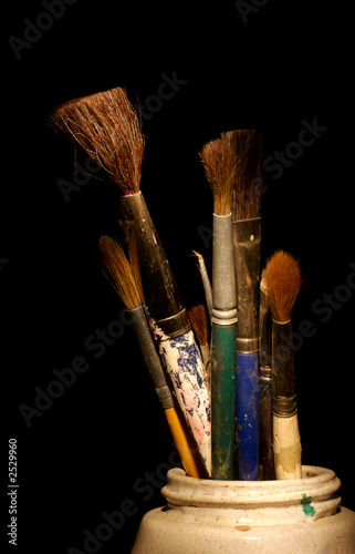 art brushes in a jar