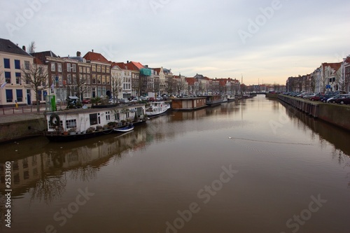 a canal in a dutch town