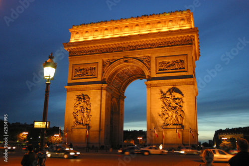 Canvas Print Arc de Triomphe, Paris, France, by Night