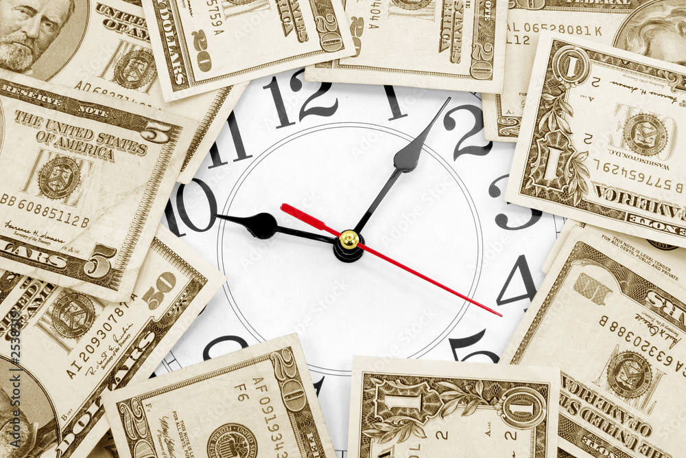 wall clock and dollars wall clock and dollars