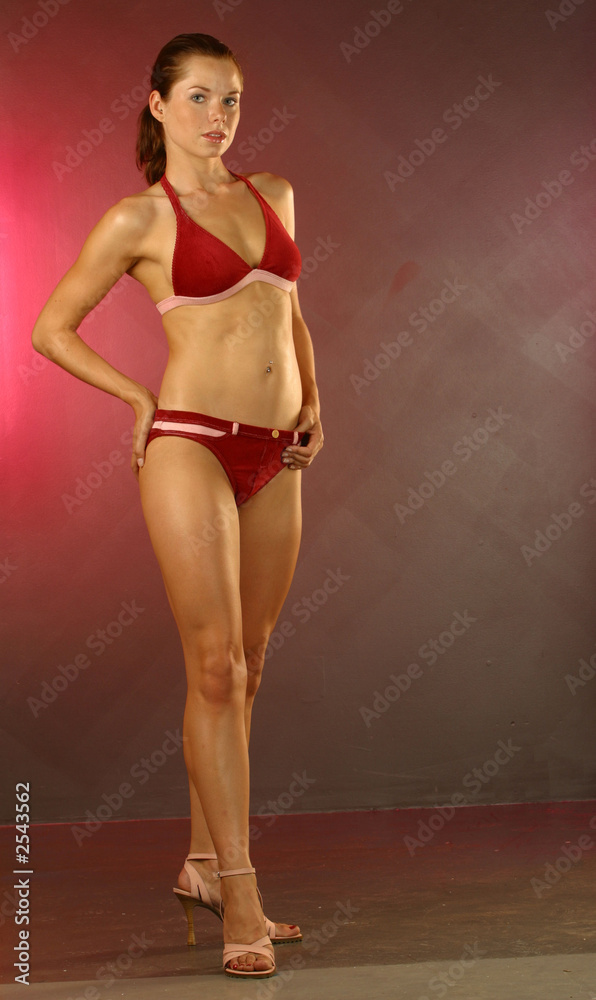 red suede bikini portrait