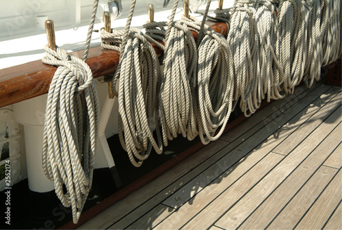 ropes and deck of ship