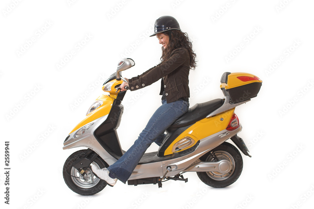 woman riding scooter woman riding scooter