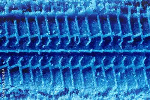 blue tireprint on snow