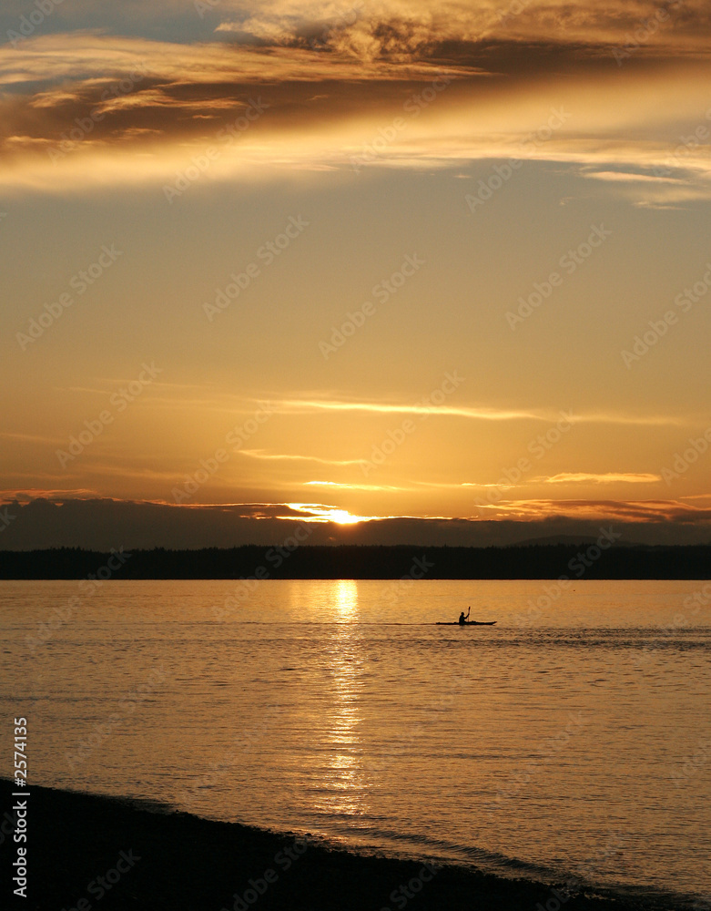 sunset kayaker
