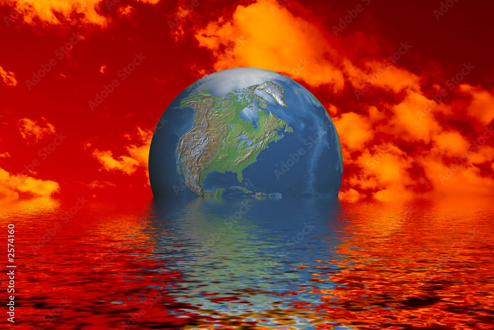 Naklejka premium globe at ocean on a background of a decline