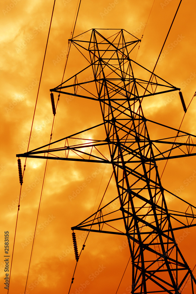 orange power line silhouette