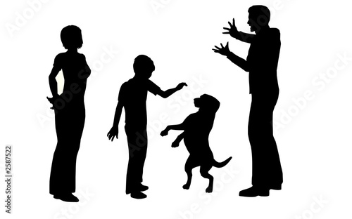 family with dog vector