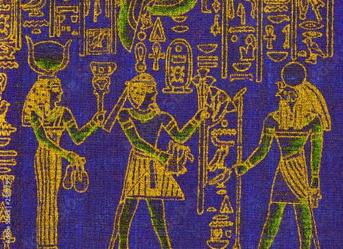 blue canvas with egyptian symbols