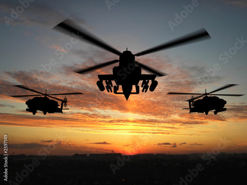 Canvas Print silhouette of helicopter