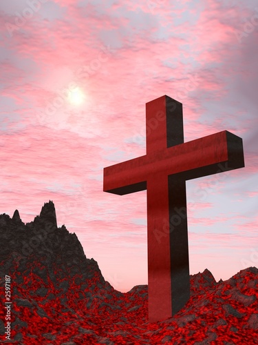 cross from a red stone