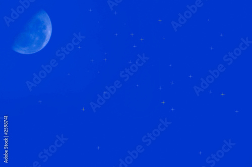 moon and stars in blue sky photo