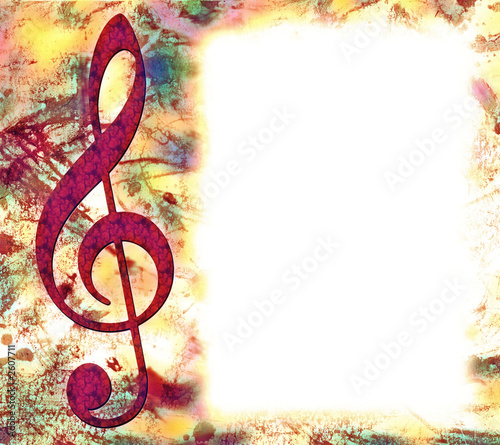 grunge red treble clef musical poster