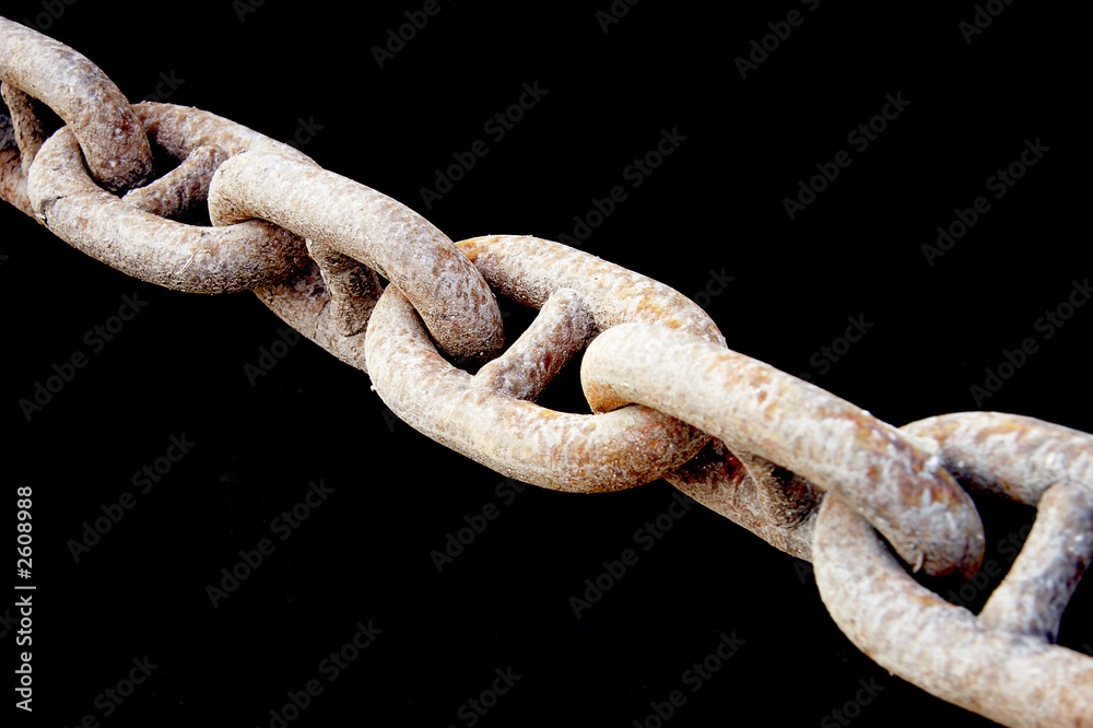 Fototapeta premium old rusty chain over black