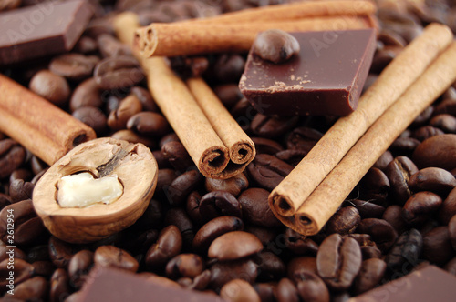 coffee beans and cinnamon