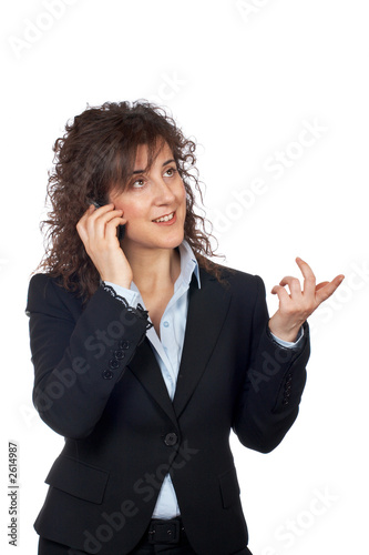 smiling business woman talking with phone