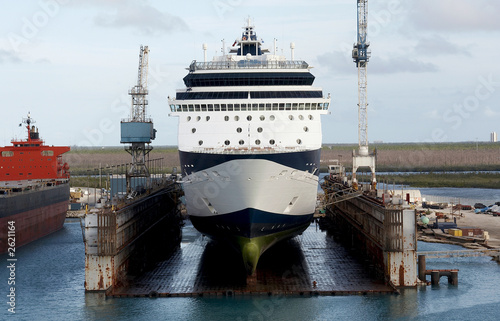 cruiseship in dry dock