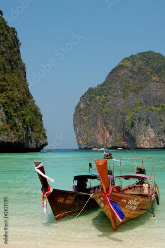 long tail boats, leonardo bay, thailand