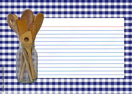 navy gingham recipe card